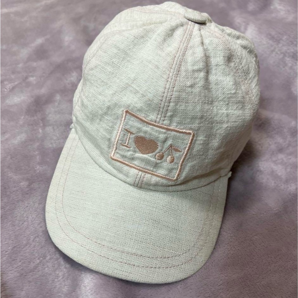 Bonpoint Light Beige Cap with Embroidered Design 4T